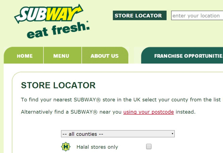 Subway has brought back Halal search option to its website