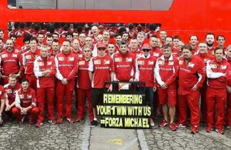 #Forzamichael tribute to Michael Schumacher from Ferrari at Montmelo circuit
