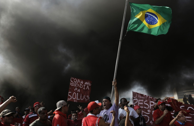 Members of Brazil's Homeless Workers' Movement (MTST) join the protests on the streets of Rio
