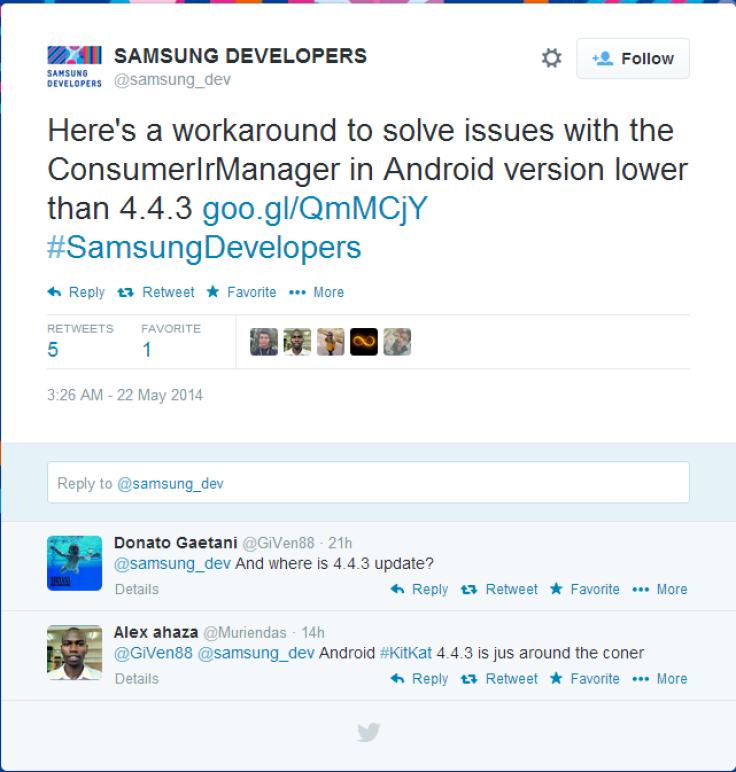 Android 4.4.3 Spotted in Tech Document via Samsung's Developer Website