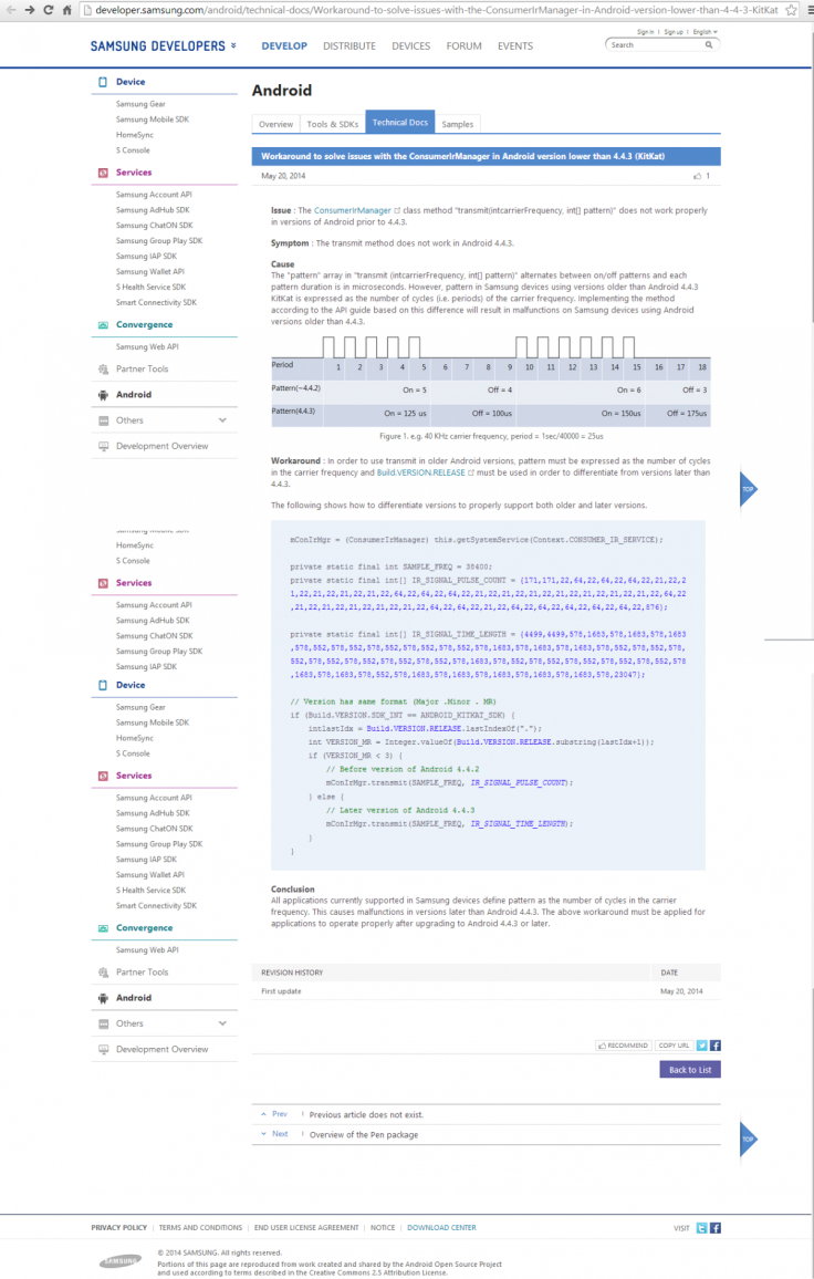 Android 4.4.3 Spotted in Tech Document via Samsung's Developer Website