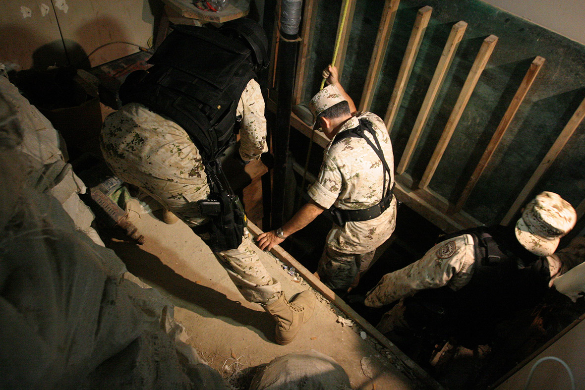 Tunnels used by cartels to smuggle drugs under the border between the