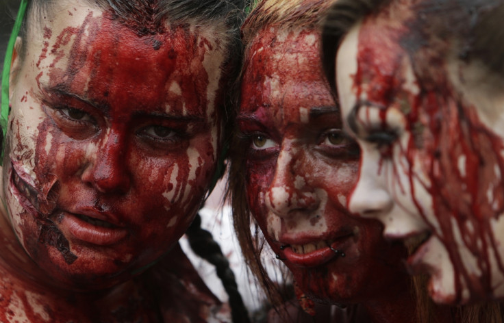Sales of fake blood were doing brisk business in Prague for the Zombie Walk