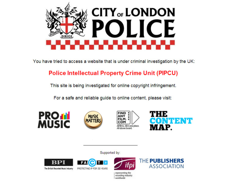 City of London Police Intellectual Property Website Takedown Notice