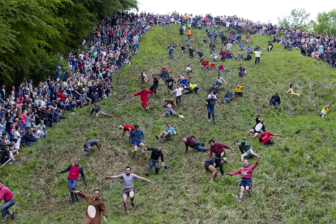 The Annual Cheese Rolling Race on Coopers Hill in Gloucestershire