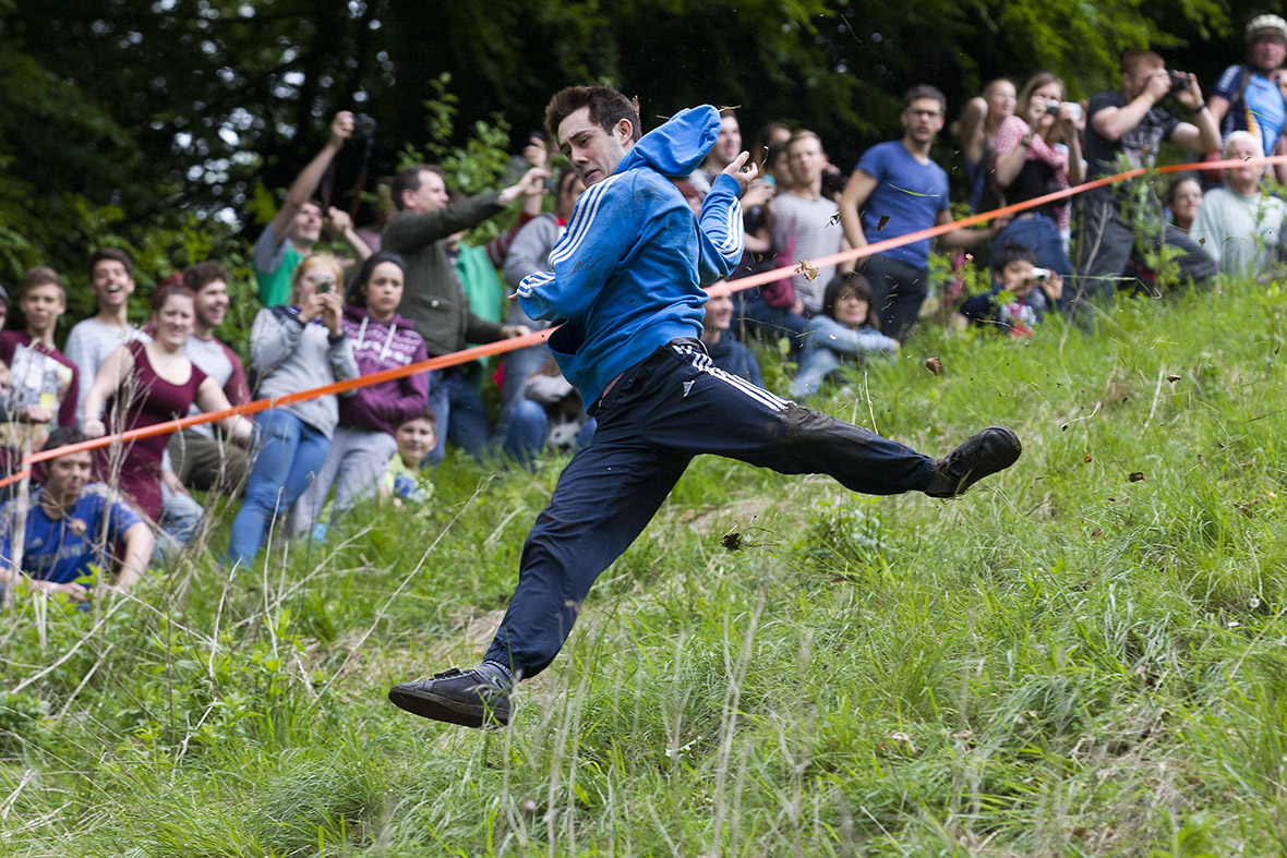 The Annual Cheese Rolling Race on Coopers Hill in Gloucestershire