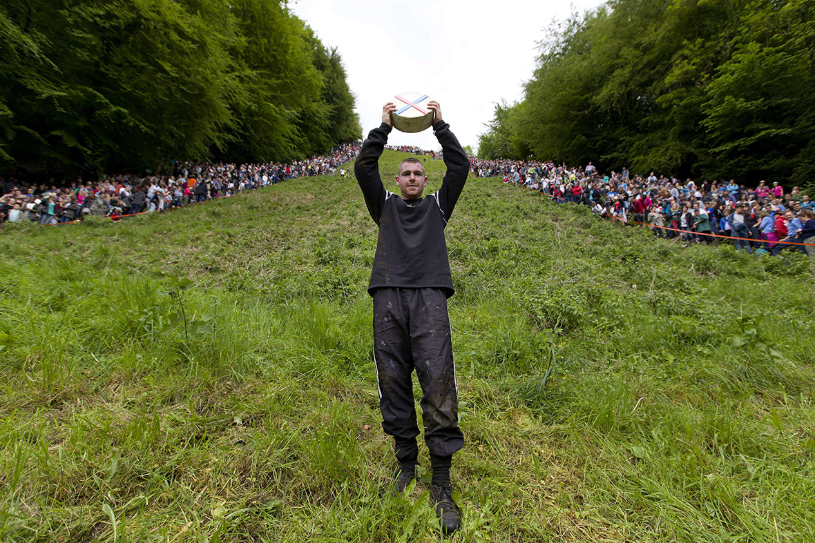 The Annual Cheese Rolling Race on Coopers Hill in Gloucestershire