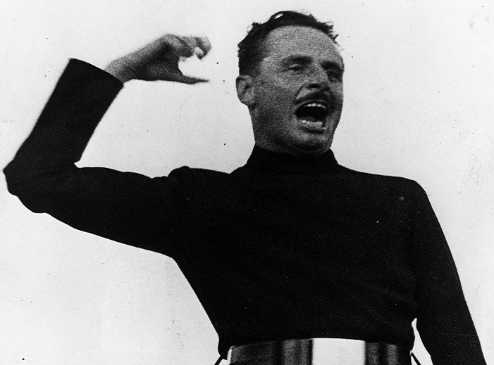 Oswald Mosley addressing a British Union of Fascists rally in Hyde Park, 1936