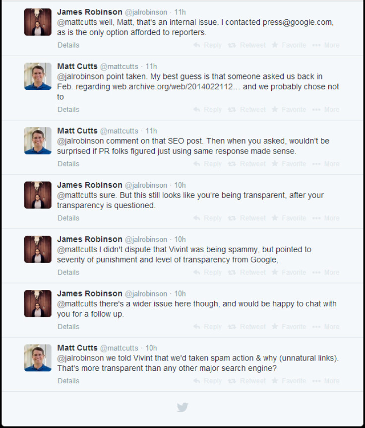 Twitter row between Google's Matt Cutts and the author of the Pando article