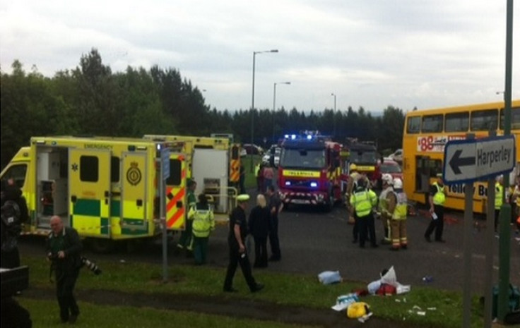 Bus crash scene in Durham, from where two children were rushed to hospital