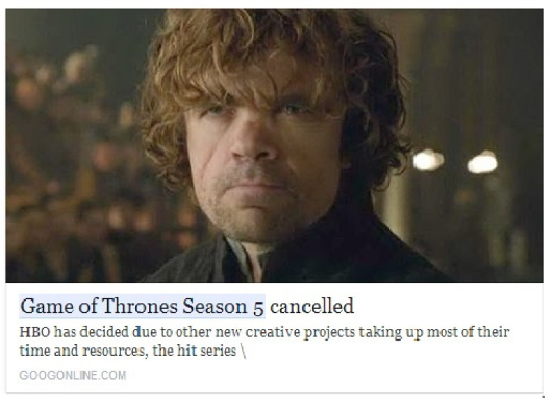Game of Thrones Season 5 Cancelled? Spam Link Goes Viral on Social Media