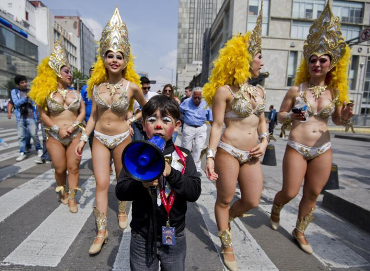 circus employees protest at ban on animal in circus in Mexico City