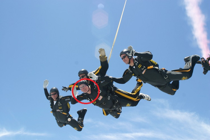 George H W Bush (circled) during a previous skydive