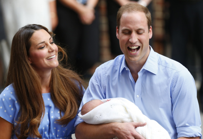Prince William and Kate Middleton appear with Prince George, outside the Lindo Wing of St Mary's Hospital, in central London July 23, 2013.
