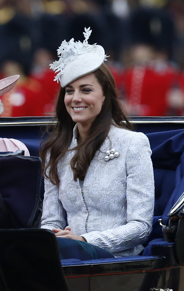 Catherine, Duchess of Cambridge arrives for the annual Trooping the Colour ceremony at Horse Guards Parade in central London