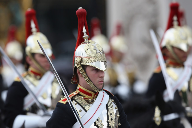 Members of the Household Cavalry passes prior to the Trooping the Colour (Getty)