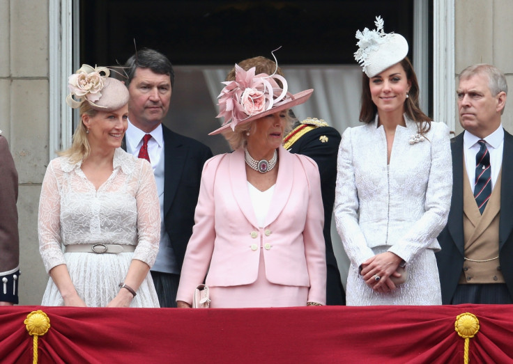 Catherine, Duchess of Cambridge, Sophie, Countess of Wessex and Camilla, Duchess of Cornwall on the balcony during during Trooping the Colour (Getty)