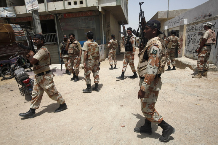 Pakistani soldiers on patrol in Karachi