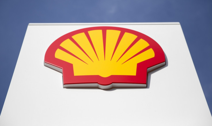 A logo for Shell is seen on a garage forecourt in central London