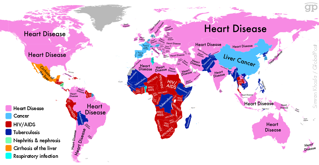New Global Illness Map Charts Countries' Most Fatal Diseases