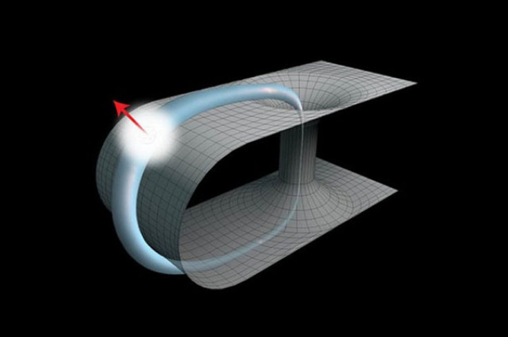 A space-time structure exhibiting closed paths in space (horizontal) and time (vertical)