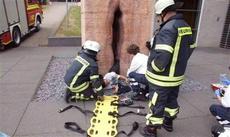 Man is removed from giant stone vagina in which he became lodged in the town of Tuebingen, in Germany