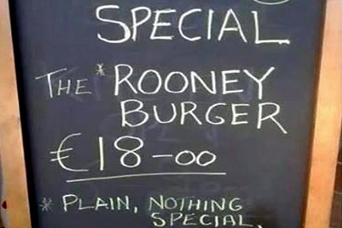 The Rooney burger of Chicken Lodge in Manchester promises to be 'plain' and 'overpriced' The Rooney burger of Chicken Lodge in Manchester promises to be 'plain' and 'overpriced'