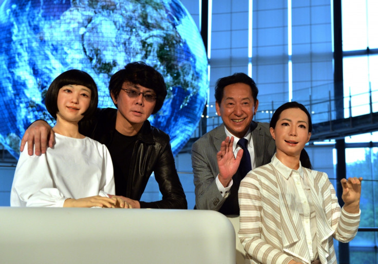 Robotics expert Hiroshi Ishiguro and Miraikan museum director Mamoru Mori