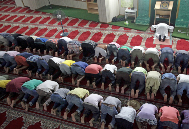 Muslim worshippers pray during the holy month of Ramadan at a mosque in the old city of the Cypriot capital Nicosia