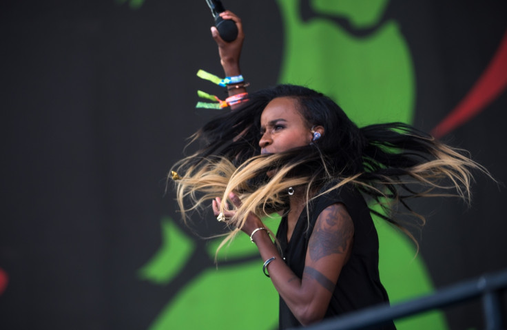 US rapper Angel Haze performs on the pyramid Stage