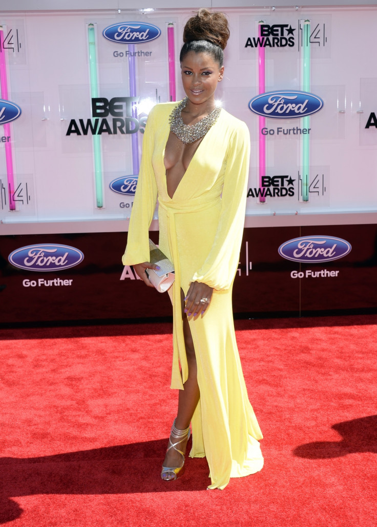 Claudia Jordan arrives at the 2014 BET Awards in Los Angeles, California June 29, 2014.