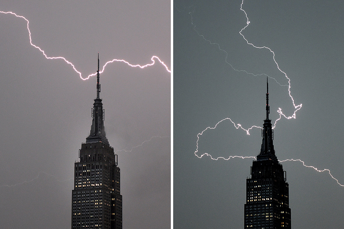 Lightning Hits One World Trade Center as Summer Storm Rolls in Over New