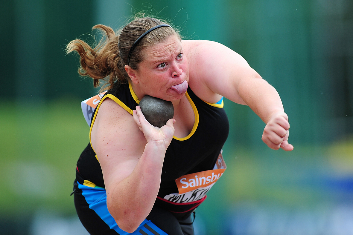 Sophie McKinna competes in the Womens Shot Put Final during day two of the Sainsburys British Championships at Birmingham Alexander Stadium