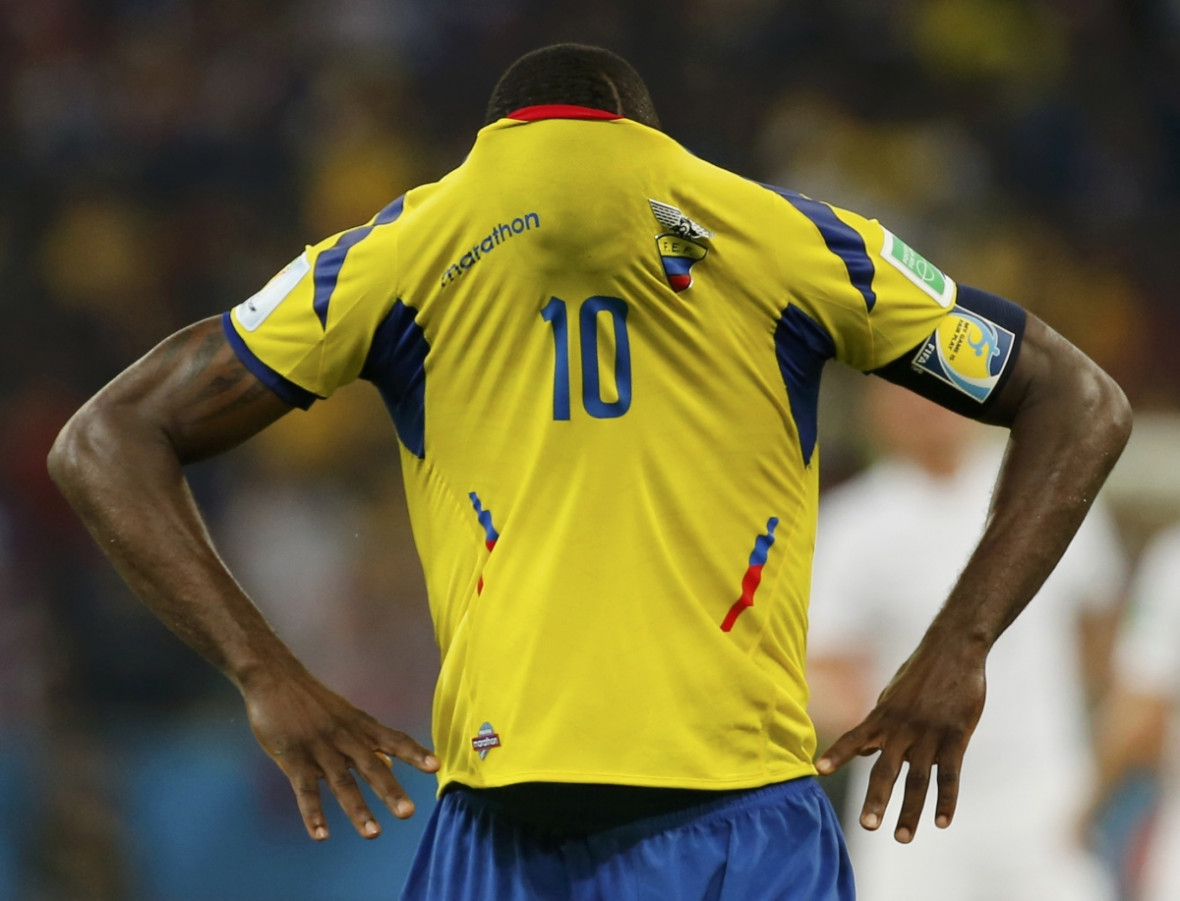 Ecuador's Walter Ayovi covers his face with his jersey after their 2014 World Cup Group E soccer match against France Ecuador's Walter Ayovi covers his face with his jersey after their 2014 World Cup Group E soccer match against France