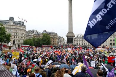 Public Sector Strikers Hold Mass Rally in Trafalgar Square