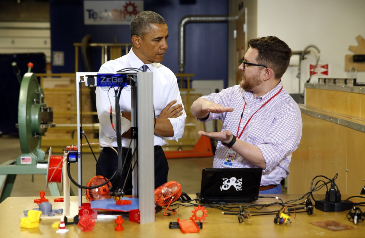 President Obama learns about 3D printers on a visit to visit to TechShop last month
