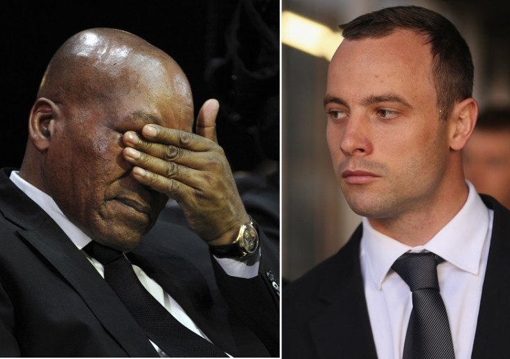 South African president Jacob Zuma (l) was reportedly slurred by Oscar Pistorius during row at nightclub