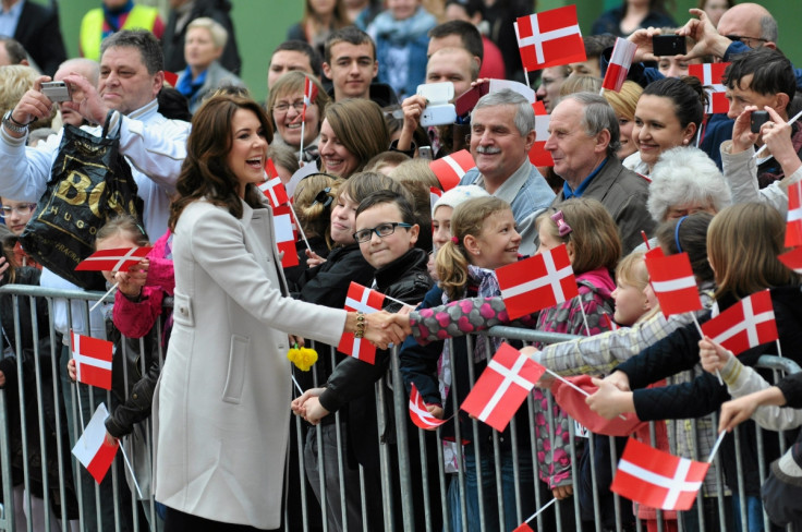 Denmark's crown princess Mary smiles at the crowd
