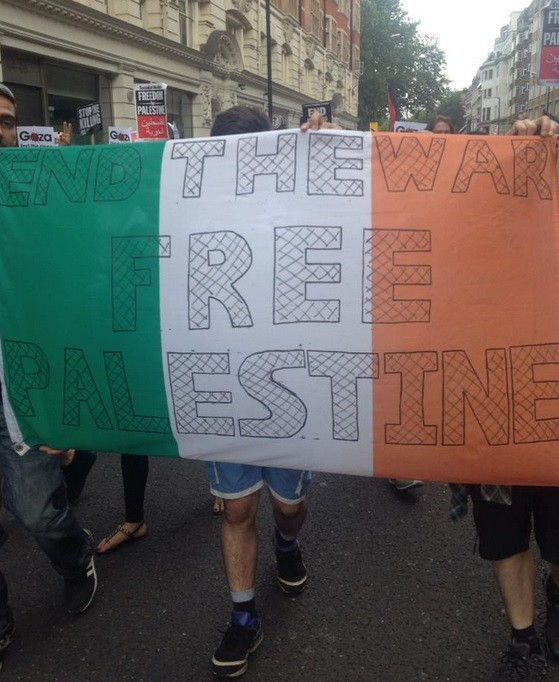Irish protesters come out to demonstrate in support of Palestinians.