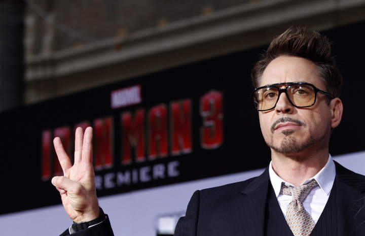 Robert Downey Jr. poses at the premiere of Robert Downey Jr. poses at the premiere of