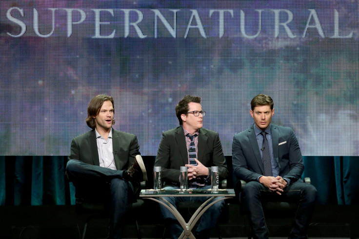 Jared Padalecki, producer Jeremy Carver, and actor Jensen Ackles speak onstage at the 'Supernatural' panel