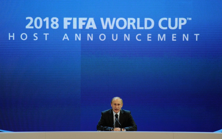 Russia's then Prime Minister Vladimir Putin speaks to the media after winning the 2018 World Cup bid. (Getty)