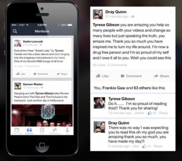Tyrese Gibson Facebook mentions app