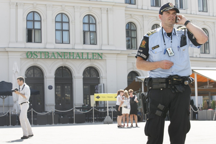 Norwegian police guard Oslo's train station