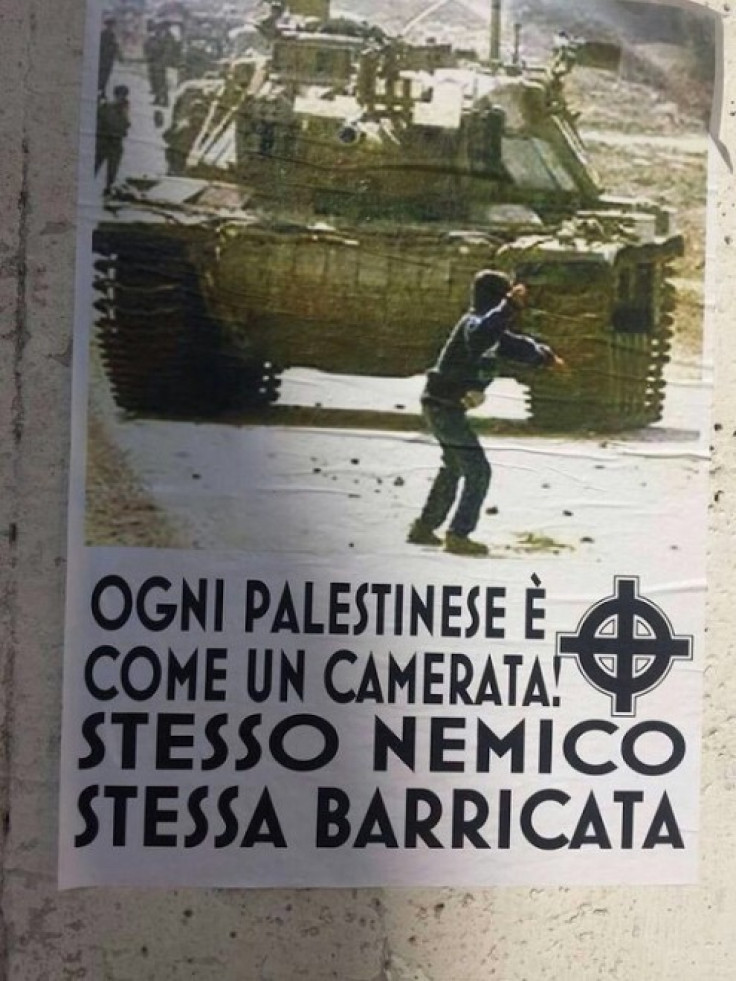 "Each Palestinian is a camerata [the Italian word for members of Mussolini's fascist movement]. Same enemy, same barricade".