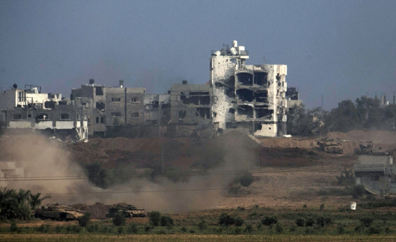 Israeli tanks are seen in the northern Gaza Strip