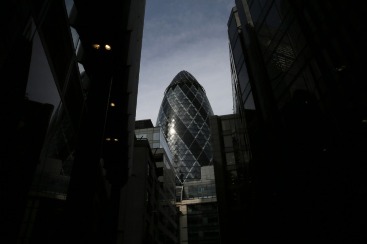 The 30 St Mary Axe skyscraper, which is known locally as "The Gherkin" is seen in London