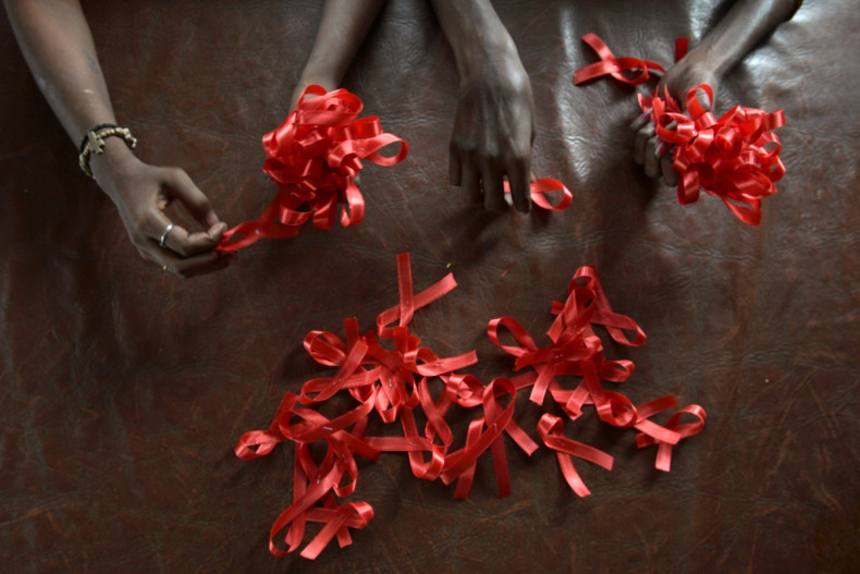 Aids red ribbons Bangalore women