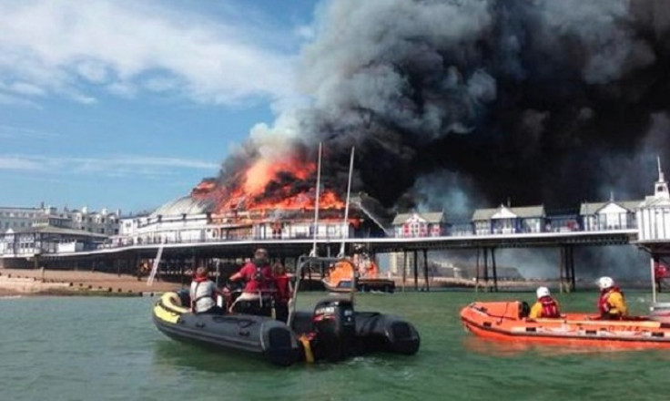 Fire is raging at Eastbourne Pier in in East Sussex