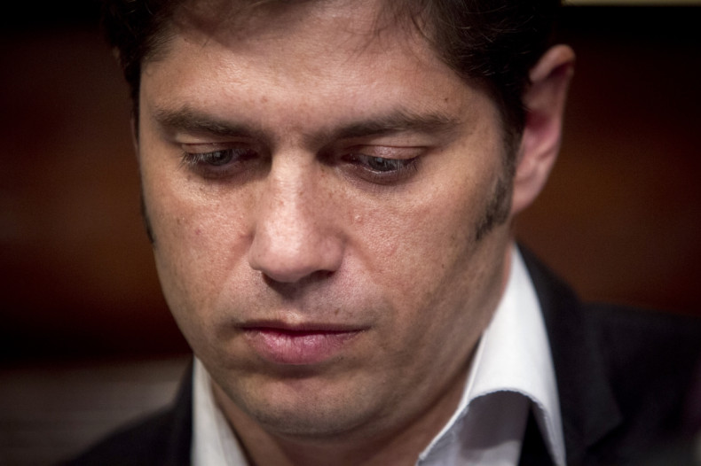 Argentina's Economy Minister Axel Kicillof speaks to the media at a press conference at the Argentine Consulate in New York